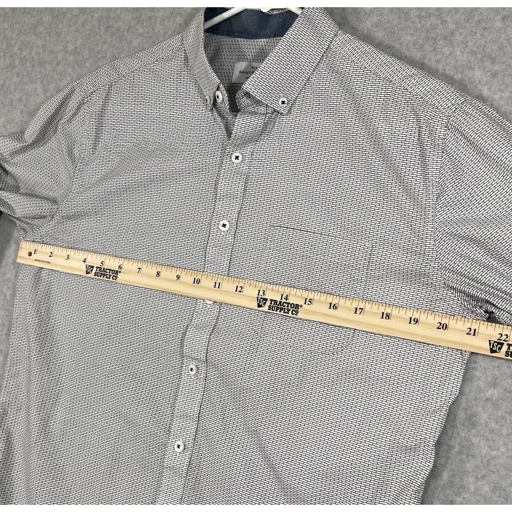 Rue Saint-Patrick Men's Shirt Size Medium Long Sleeve Button‎ Front Black White - Picture 2 of 10
